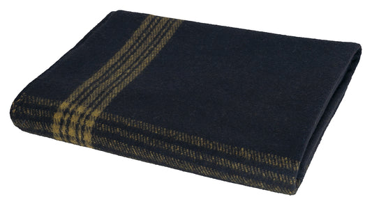 Rothco Navy with Gold Stripe Wool Blanket - Outdoor Blanket 62" x 80"