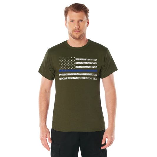 Rothco Olive Drab Thin Blue Line T-Shirt - Enforcement Support Tee Shirt