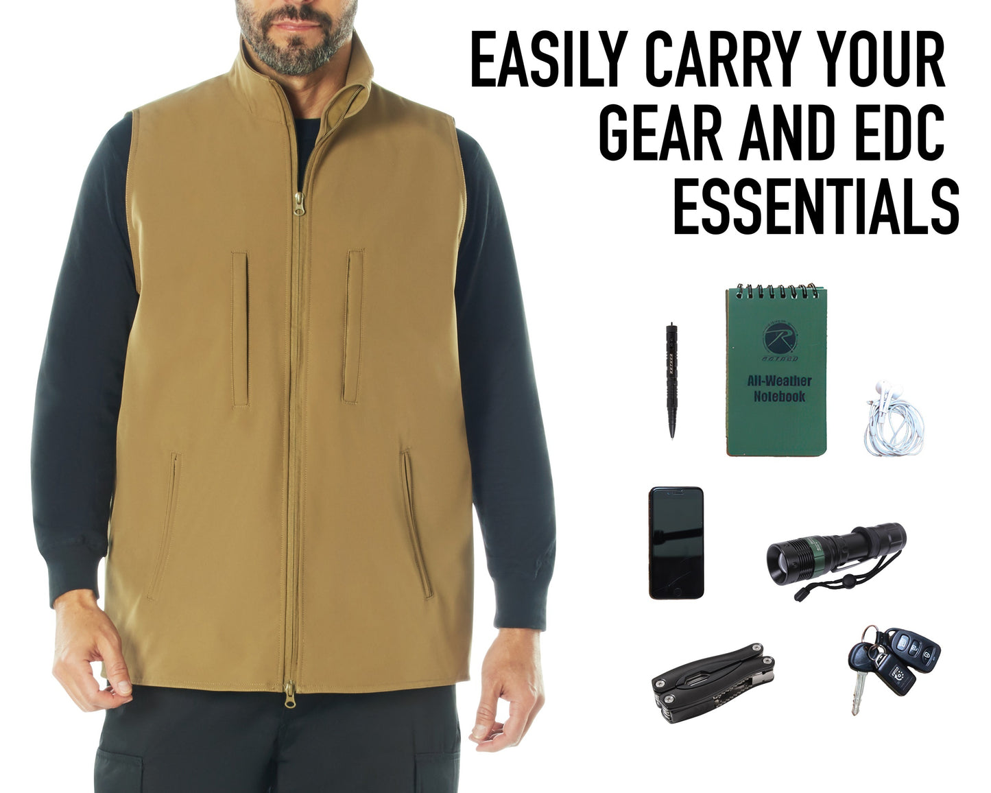 Rothco V2 Concealed Carry Soft Shell Vest - Men's Tactical CCW Vest