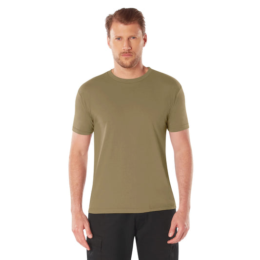 Men's Athletic Fit Solid Color T-Shirt in Brown - Rothco Poly/Cotton Undershirt
