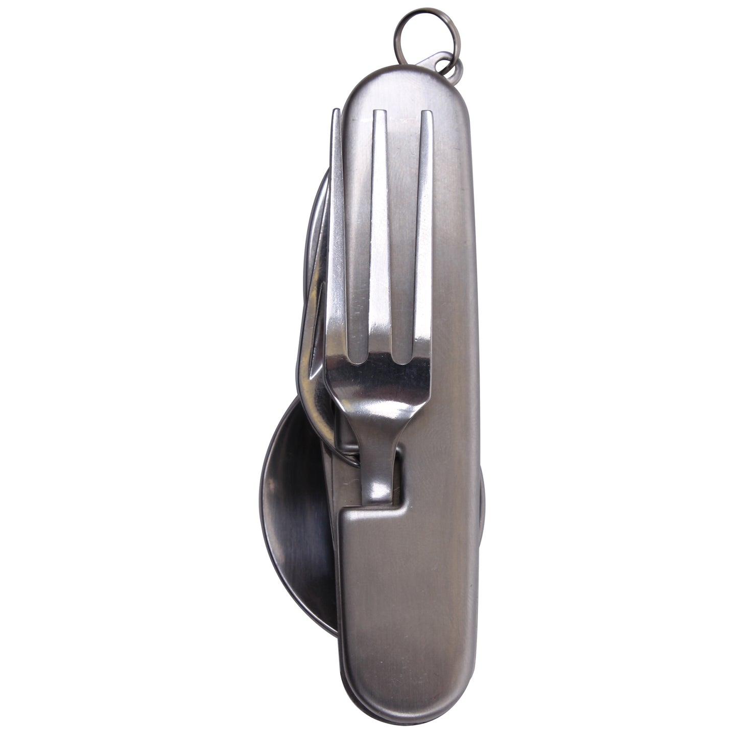 Rothco Stainless Steel Folding Chow Set Camping Fork, Spoon, Bottle & Can Opener