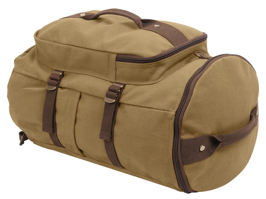 Rothco Convertible 19" Canvas Duffle/Backpack - Coyote & Brown Accent Travel Bag