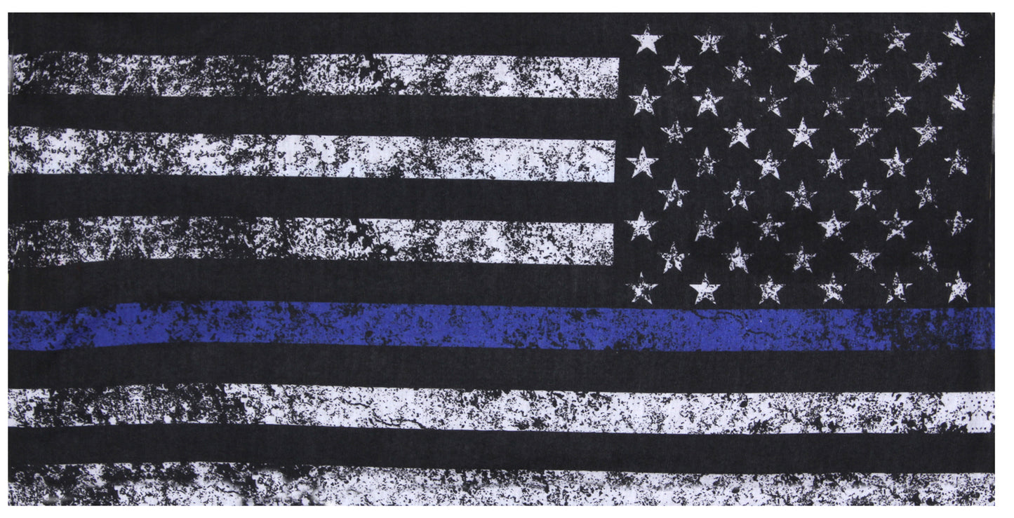 Rothco US Flag Multi-Use Tactical Wrap - Thin Blue Line American Flag Head Wrap