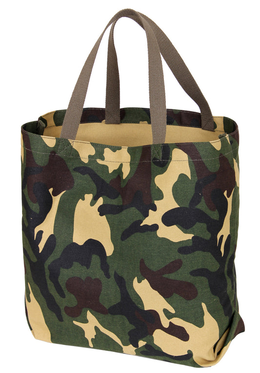 Woodland Camouflage Tote Bag - Rothco 18" Cotton Canvas Camo Tote Bags 2422