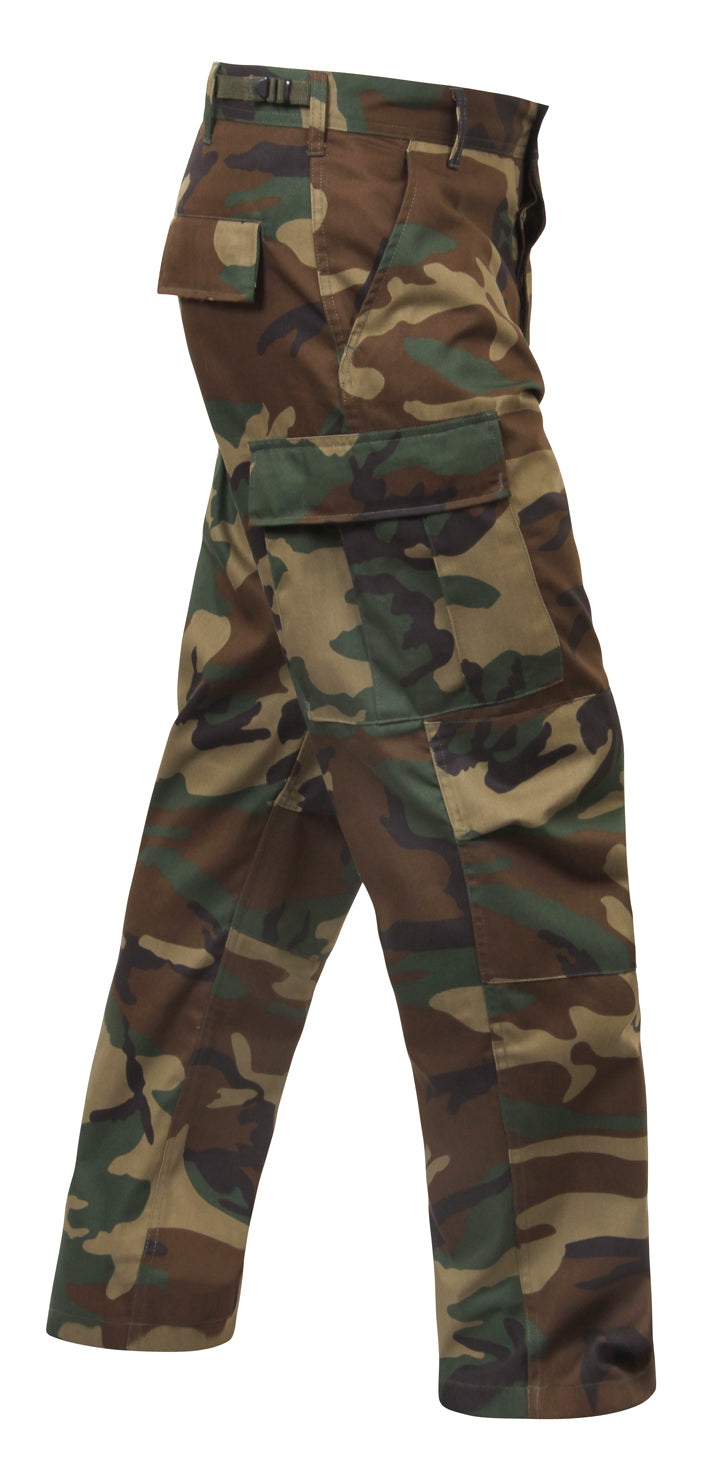 Relaxed Fit BDU Cargo Pants Black & Camouflage Zip Fly Mens Camo Battle Pants