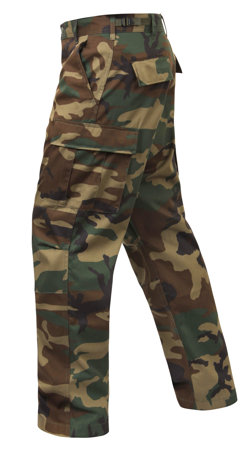 Relaxed Fit BDU Cargo Pants Black & Camouflage Zip Fly Mens Camo Battle Pants