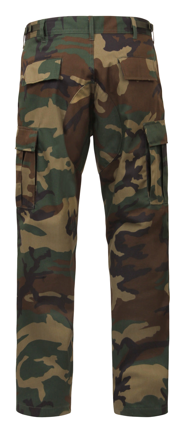 Relaxed Fit BDU Cargo Pants Black & Camouflage Zip Fly Mens Camo Battle Pants