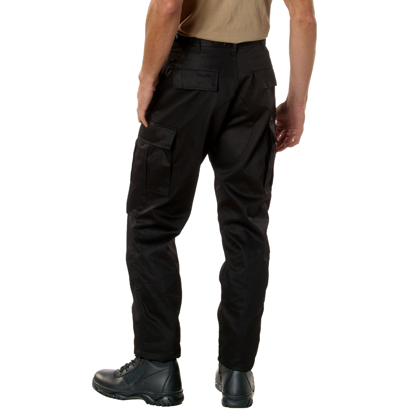 Relaxed Fit BDU Cargo Pants Black & Camouflage Zip Fly Mens Camo Battle Pants