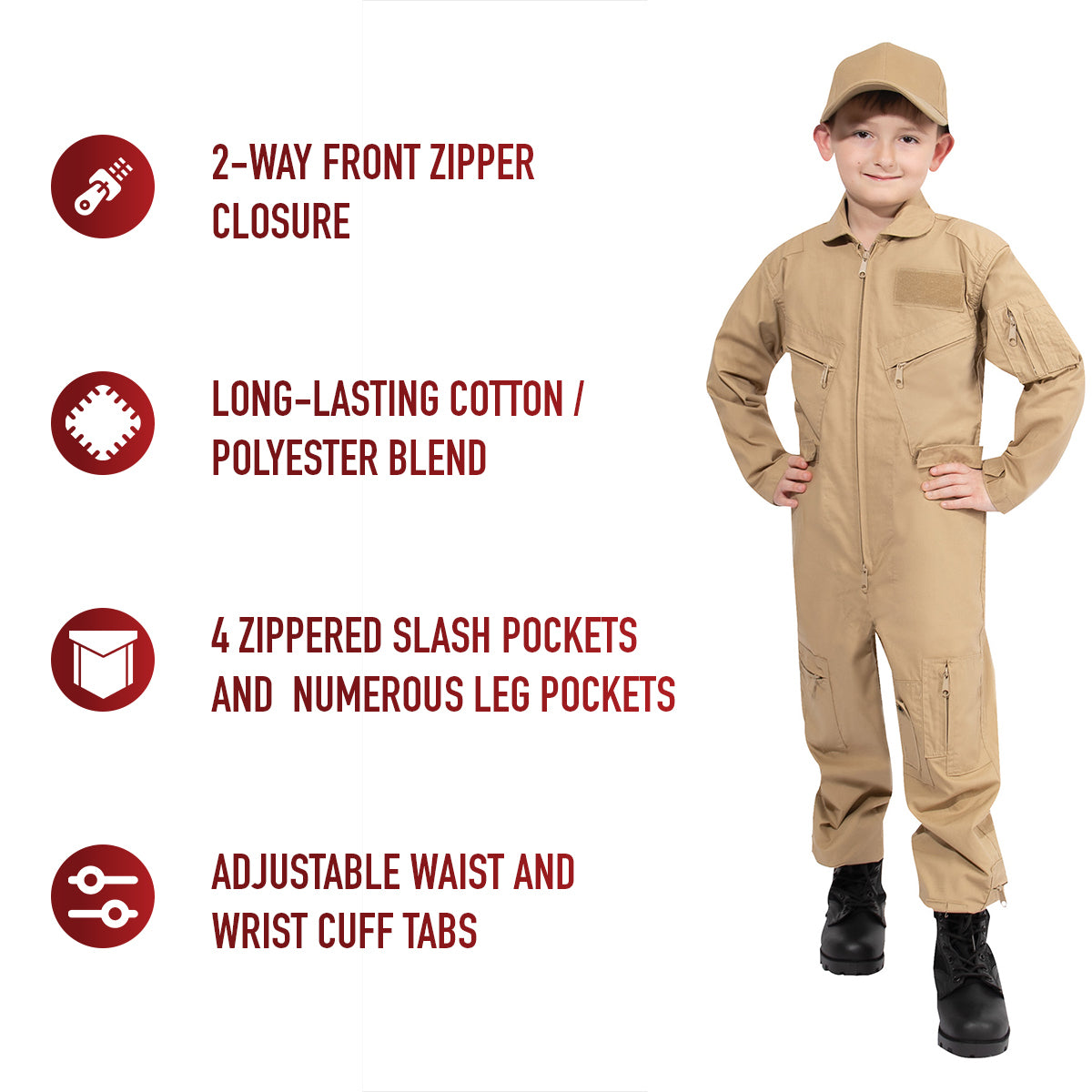 Kids Air Force Flightsuit - Pilots Jumpsuit One-Piece Coverall