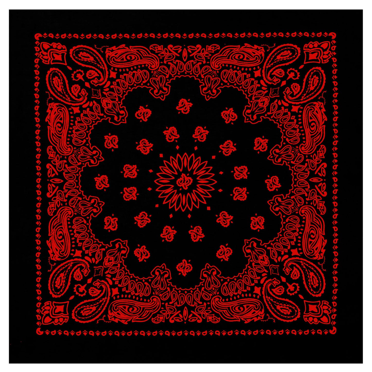 Black Red Paisley Trainmen Bandana 6-Pack Face Mask Headband & Skull Cap 22"x22"