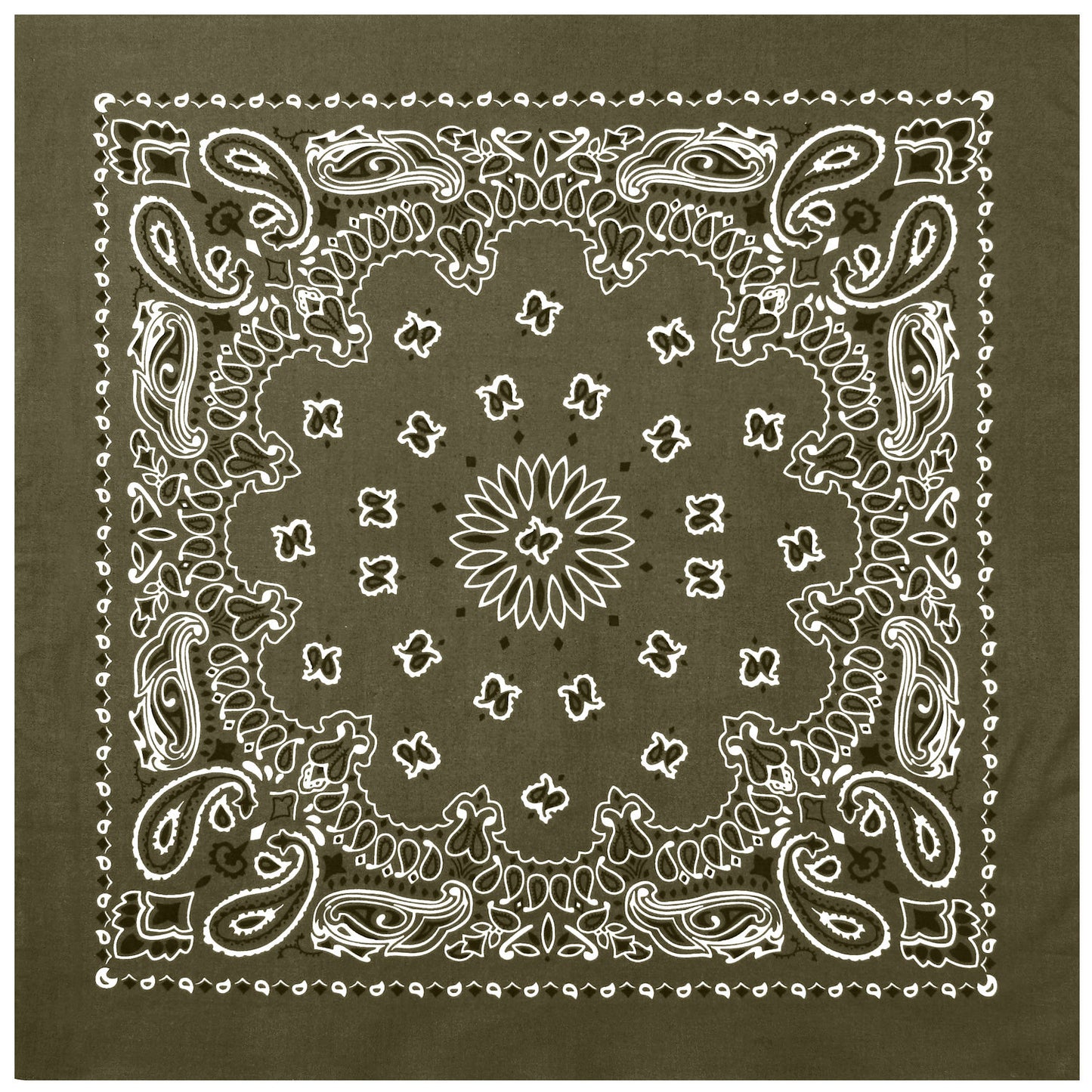 Olive Drab Paisley Trainmen Bandana 6-Pack Dust Mask Headband Skull Cap 22"x22"