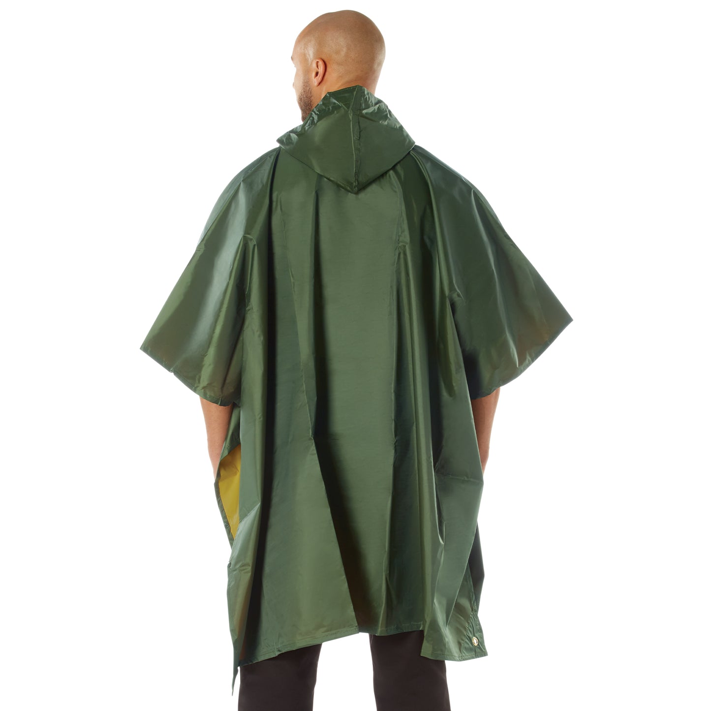 Rothco Reversible Rubberized Poncho - Olive Drab/Yellow Reversible Rain Poncho