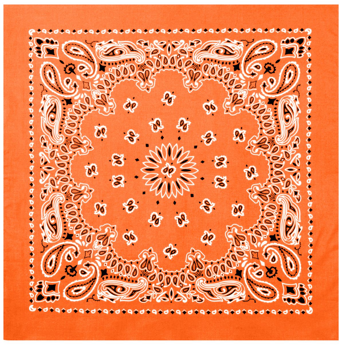 Orange Paisley Trainmen Bandana 6-Pack Dust Mask Headband Skull Cap 22"x22"