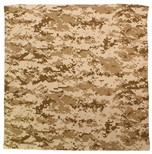 Desert Digital Camo Bandana 6-Pack Face Mask Headband & Skull Cap 27"x27"