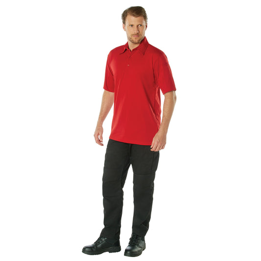 Men's Tactical Performance Polo Shirt In Grey or Red 3-Button Polyester Golf