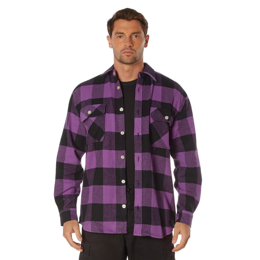 Rothco Extra Heavyweight Buffalo Plaid Purple Flannel Shirt - 100% Cotton