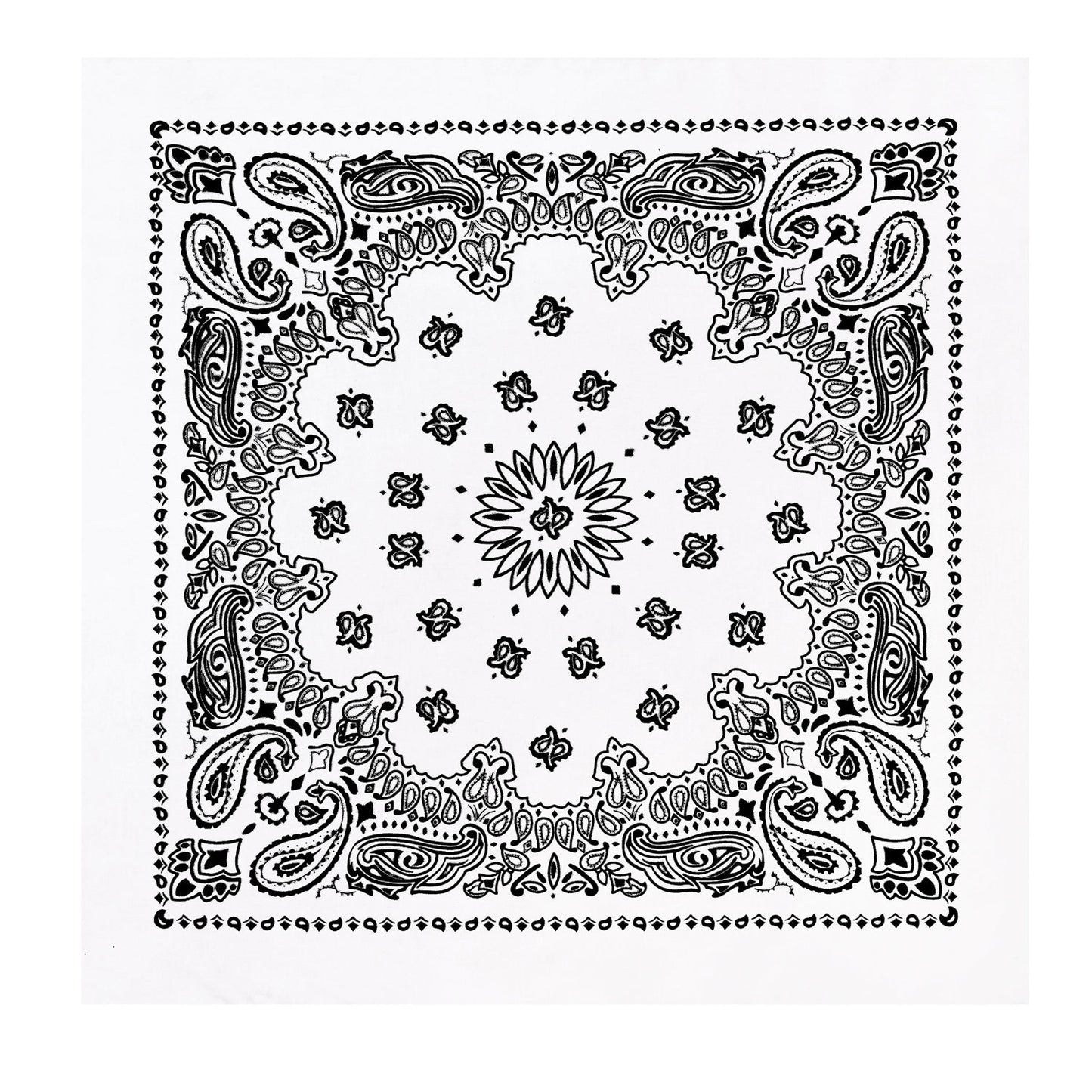 White Paisley Trainmen Bandana 6-Pack Face Mask Headband & Skull Cap 22"x22"