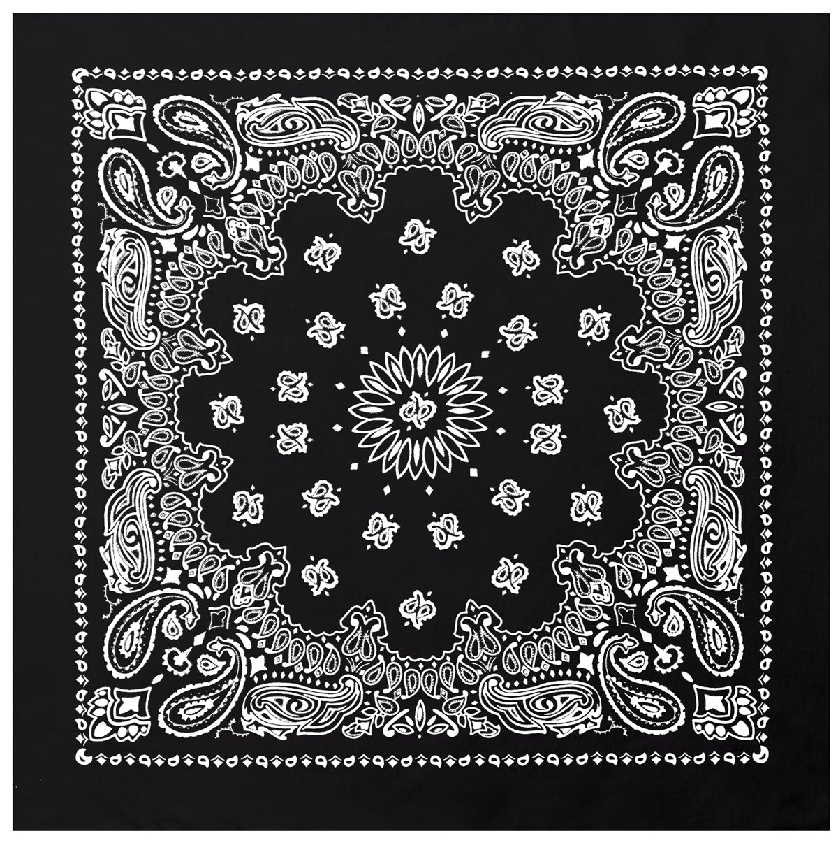 6-PACK Black Paisley Bandanas Six Big Large 27" Trainmen Cotton Biker Headwraps