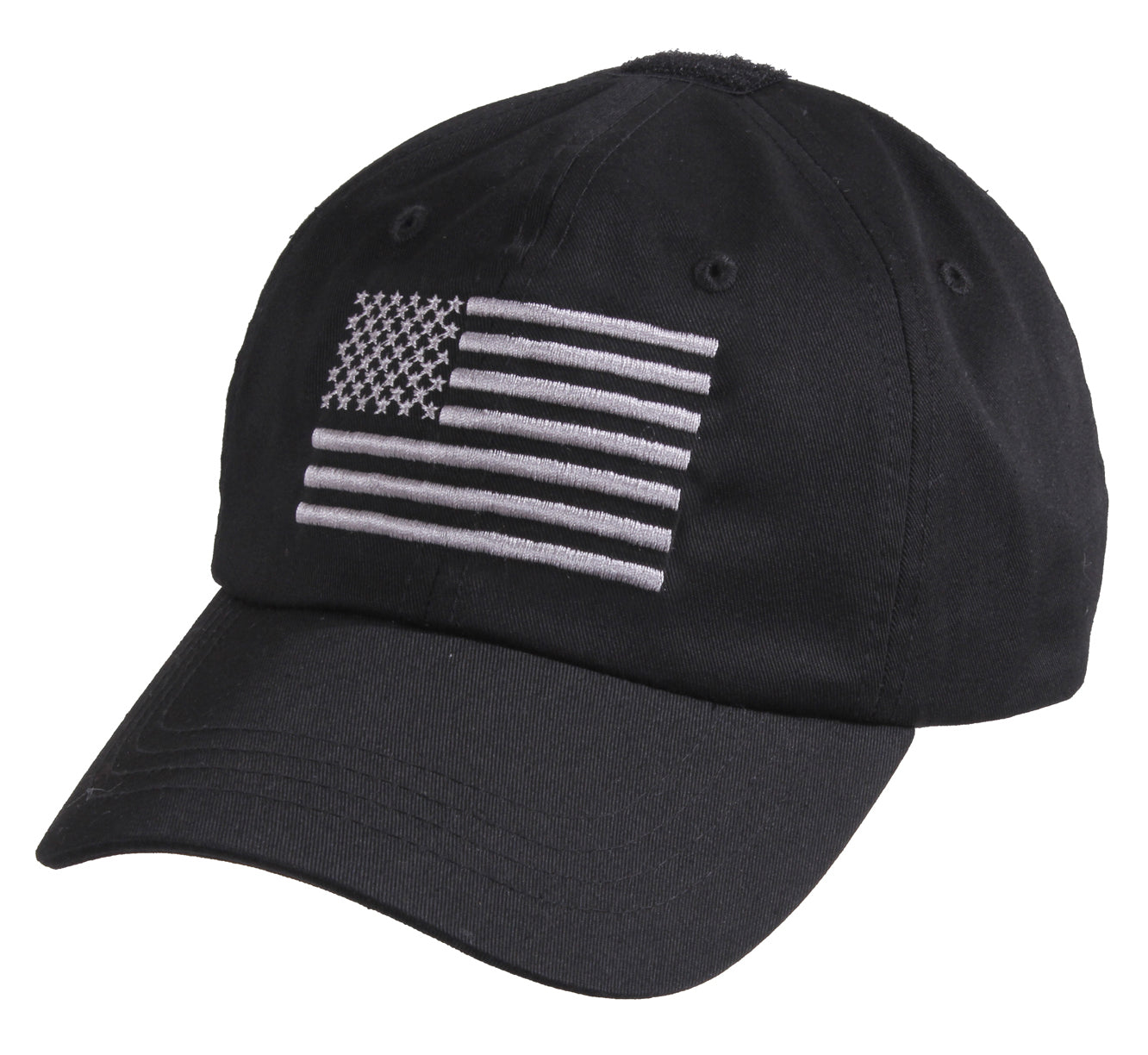 Black & Silver USA Flag Tactical Operator Cap - Embroidered American Flag Hat