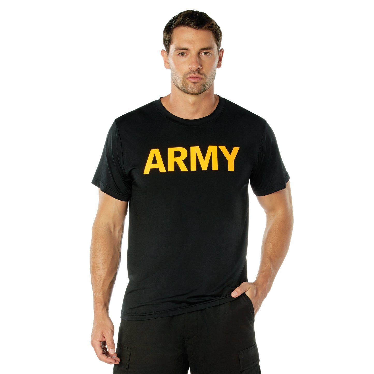 Black & Gold ARMY Performance Physical Training Shirt Rothco Mens PT Tee Shirt