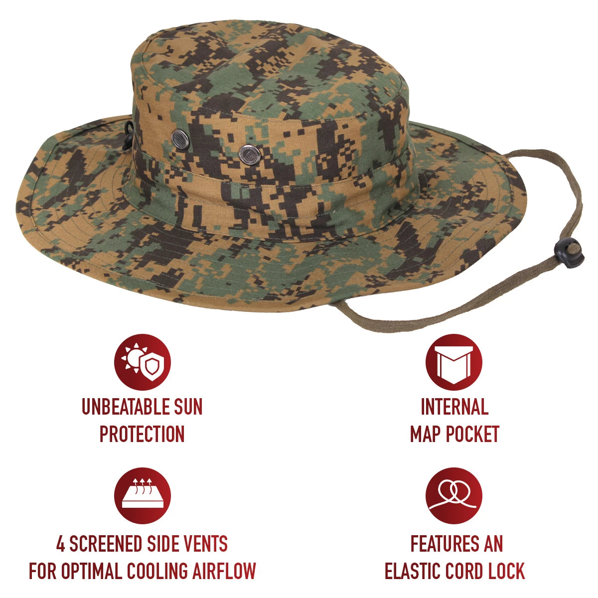 Rothco Woodland Digital Adjustable Boonie Hat - Bucket Hat