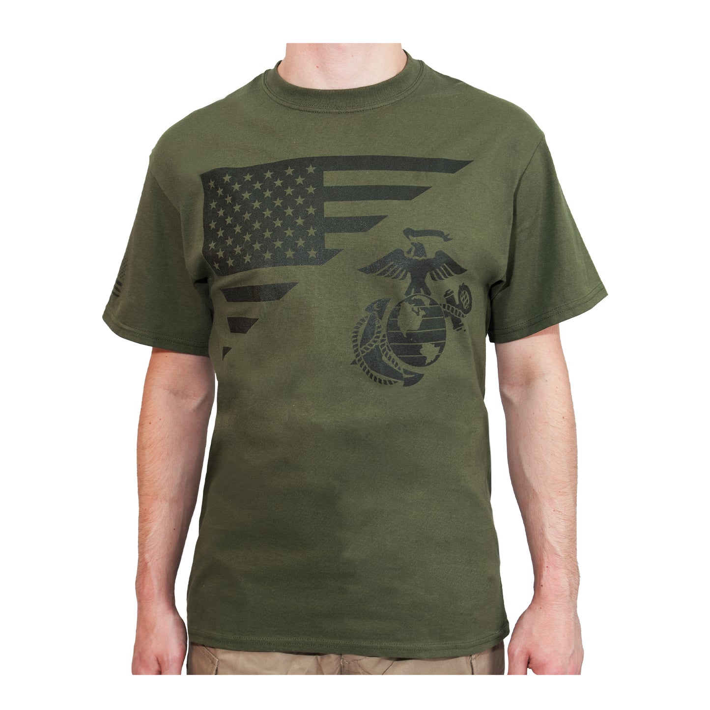 Men's US Flag and USMC Eagle with Globe & Anchor T Shirt