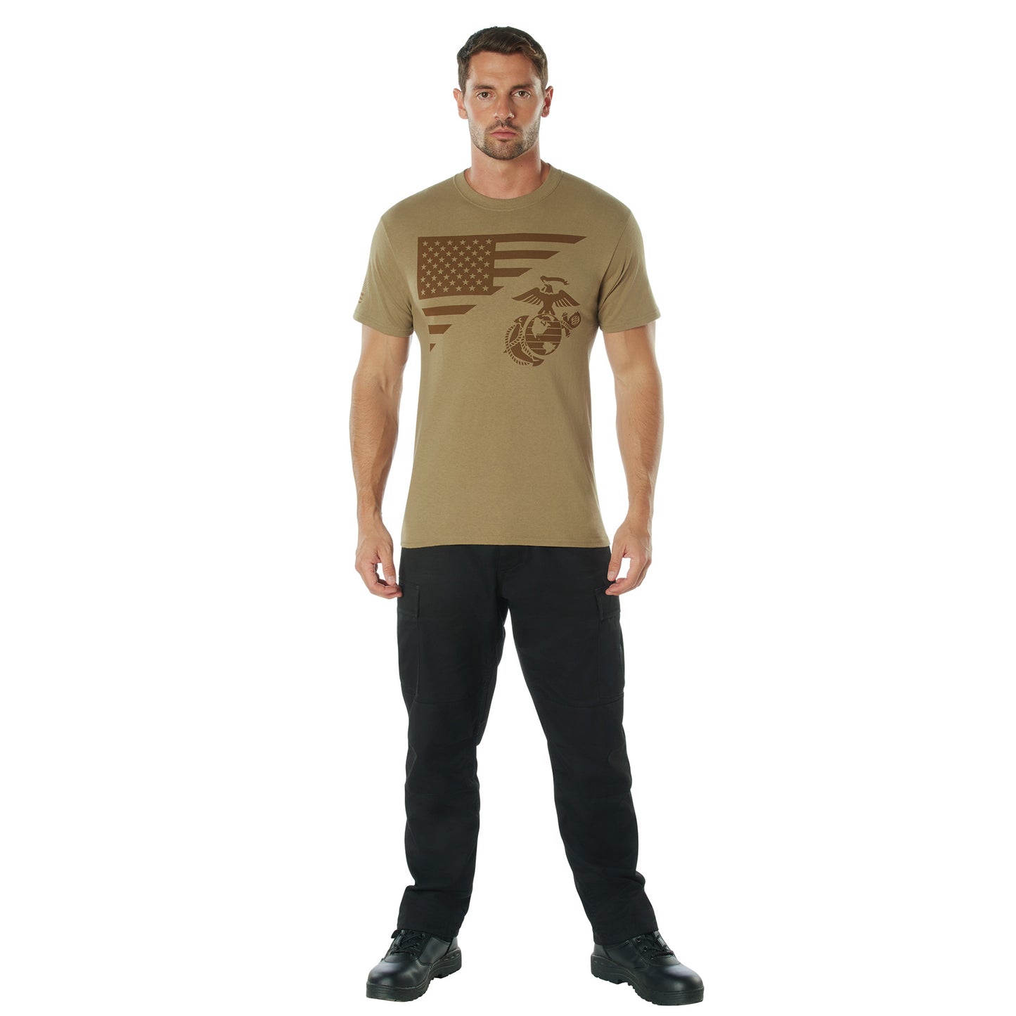Men's US Flag and USMC Eagle with Globe & Anchor T Shirt