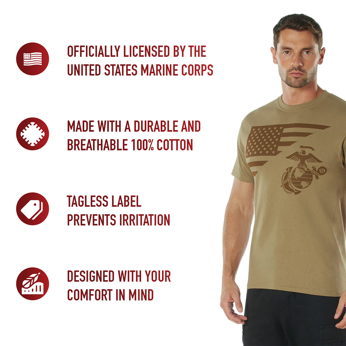 Men's US Flag and USMC Eagle with Globe & Anchor T Shirt