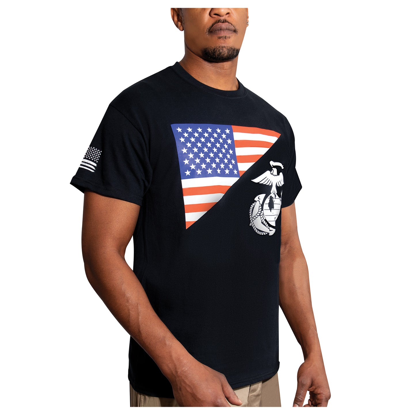 Men's US Flag and USMC Eagle with Globe & Anchor T Shirt