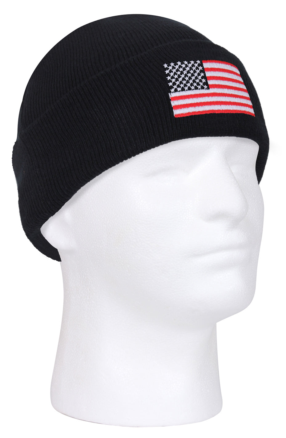 Rothco US Flag Embroidered Watch Cap - 100% Acrylic Winter Hat w/ American Flag