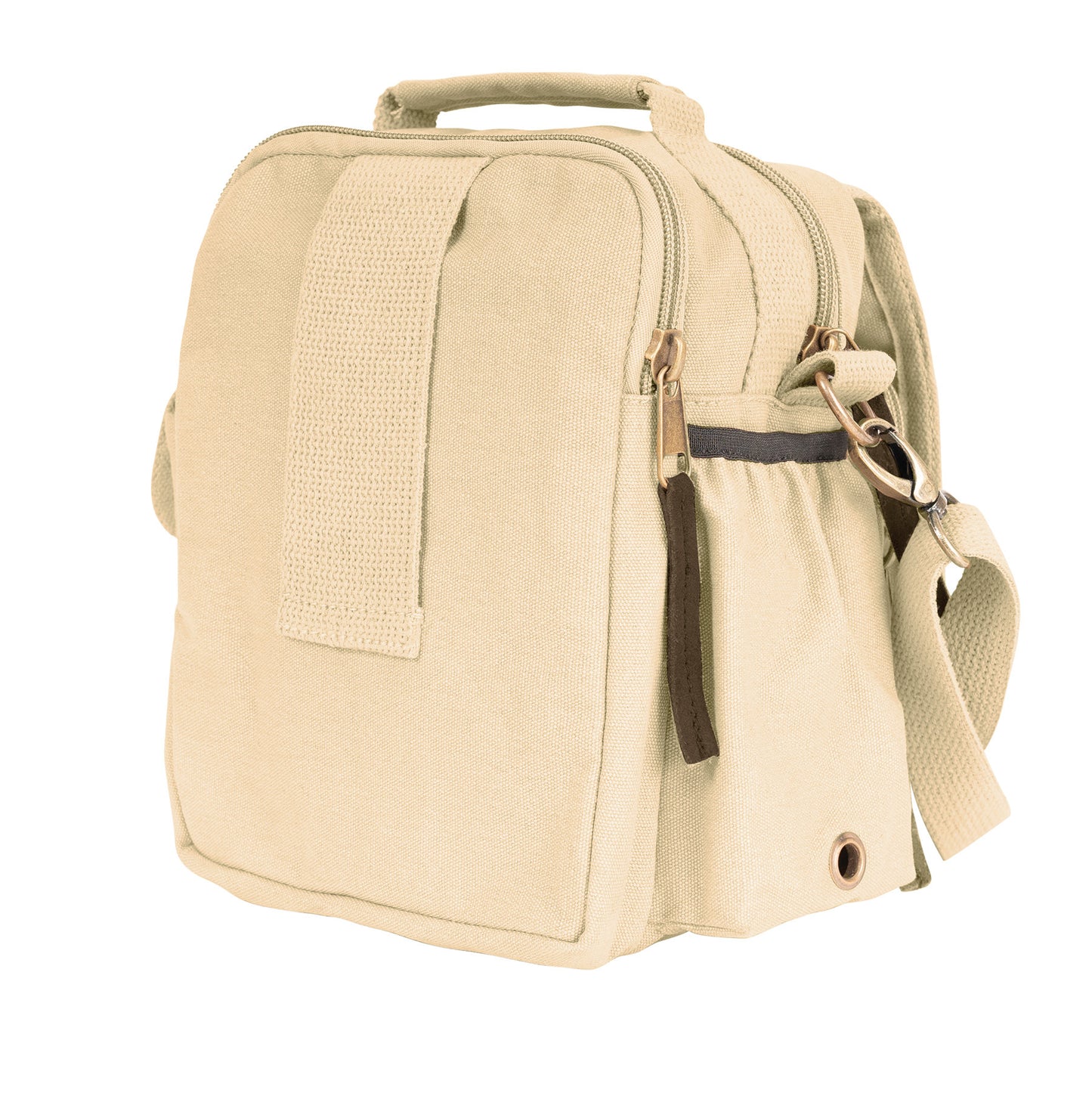 Vintage Canvas & Leather Compact Travel Shoulder Bag