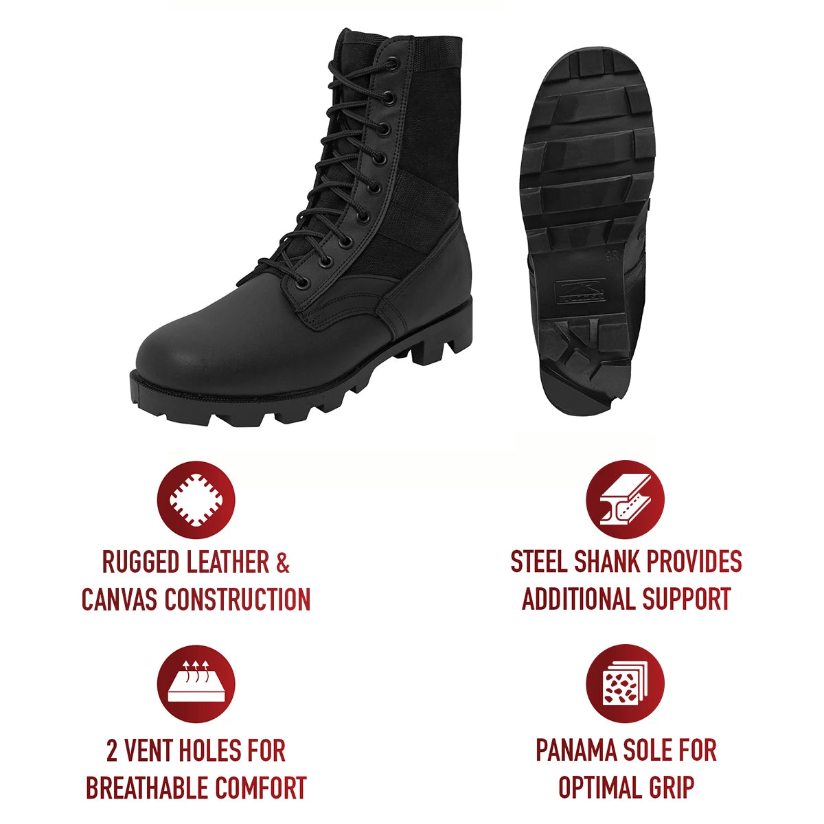 Rothco Black Steel Toe Jungle Boot - GI Style Footwear