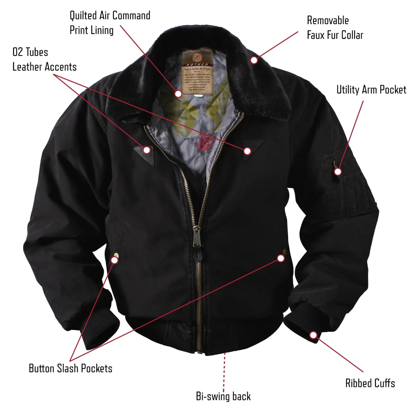 Black Vintage B-15A Bomber Jacket - Small-2XL