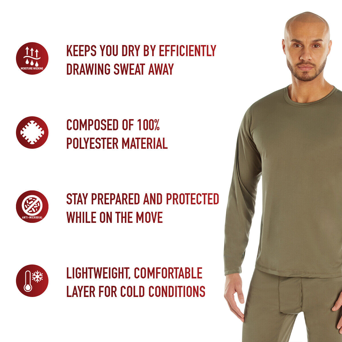 AR 670-1 Coyote Brown Silk Weight Tops Unisex Long Johns ECWCS Gen III