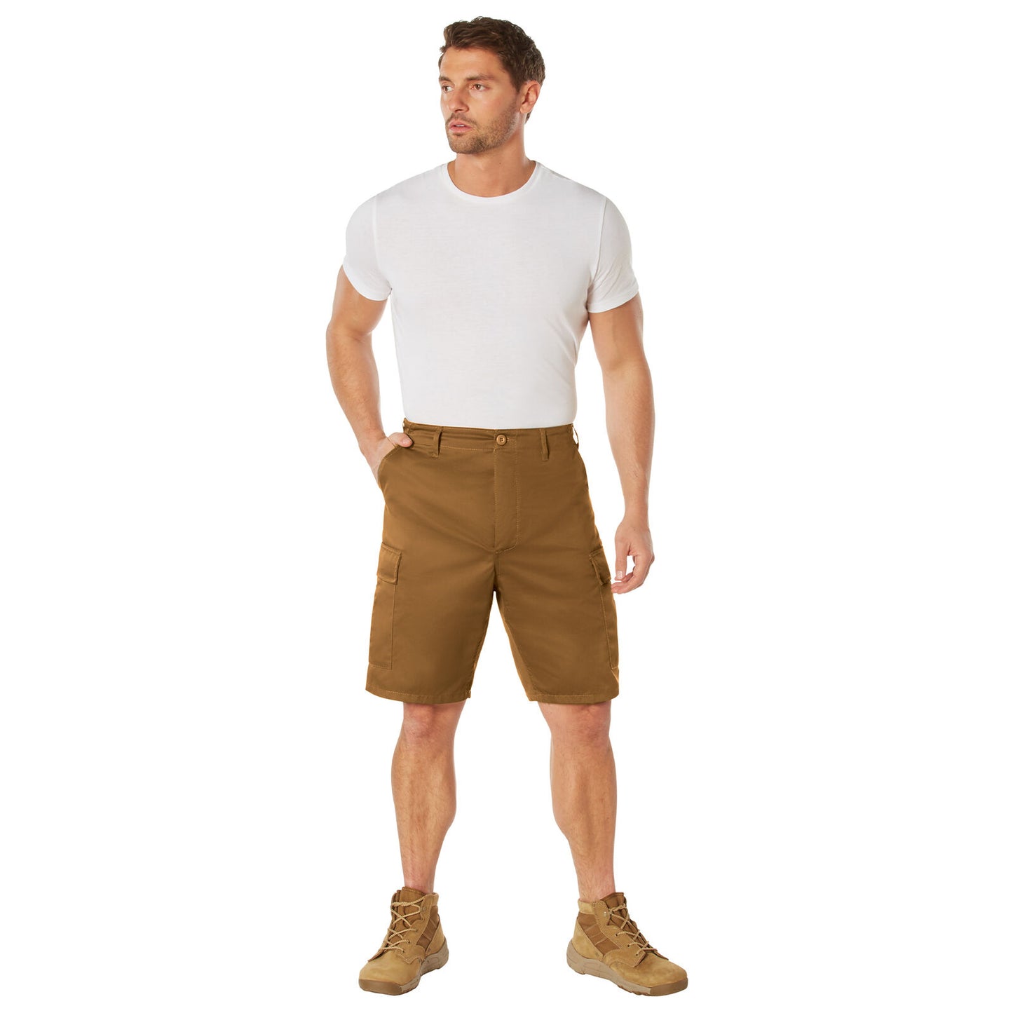Men's Work Brown Tactical BDU Shorts - Lightweight Poly/Cotton Cargo Shorts