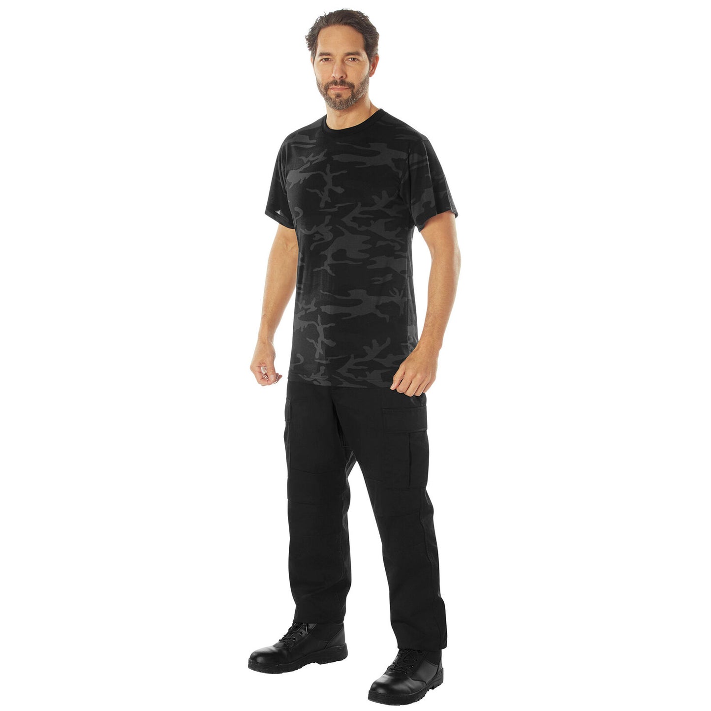 Men's Midnight Black Camo Camouflage Moisture Wicking T-Shirt