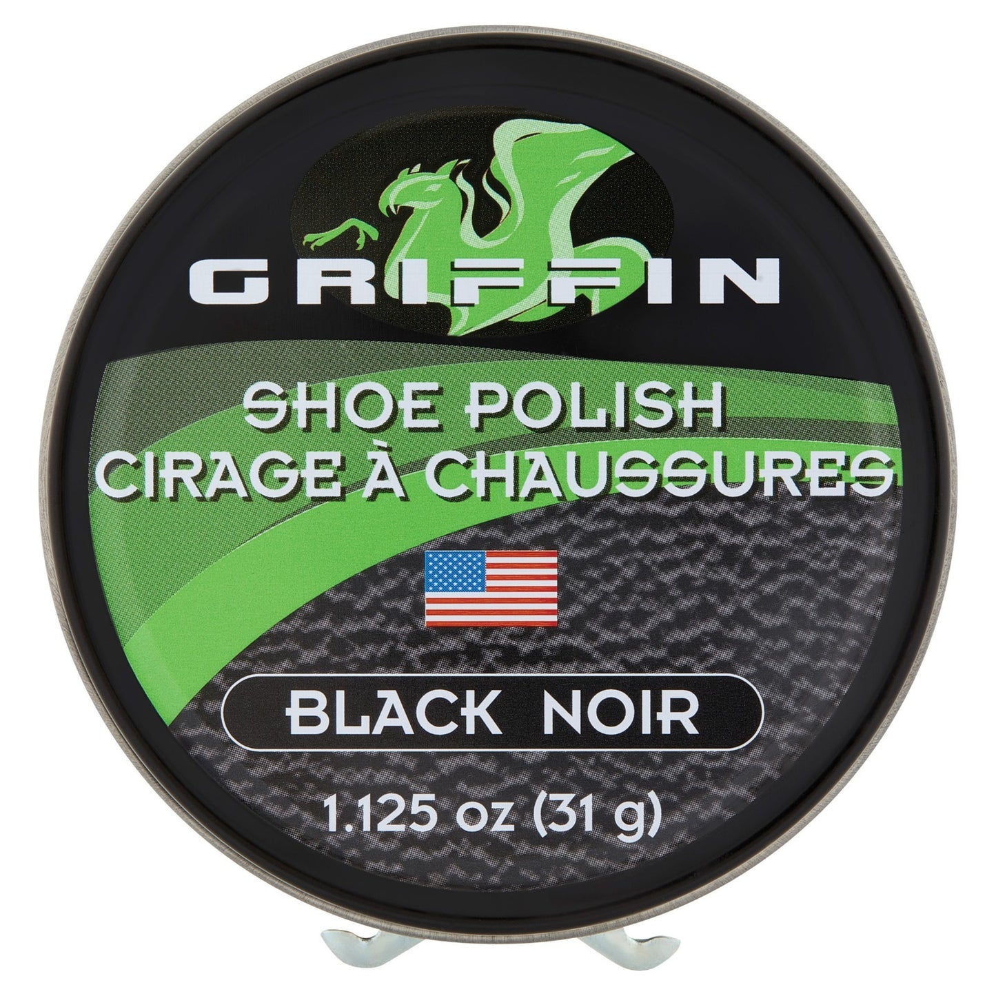Griffin Black Shoe Polish 1.125 oz. 31g Water Resistant Shine Carnauba Wax Blend