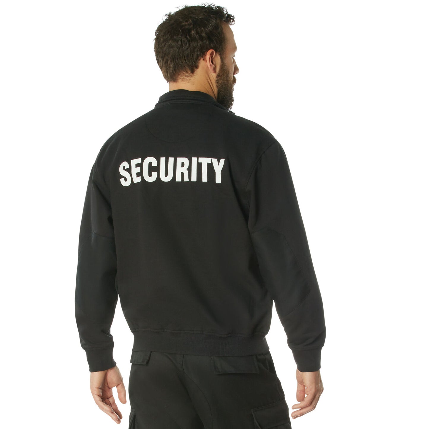 "Security" 1/4 Zip Job Shirt in Black Men's Pullover Work Uniform Sweatshirt