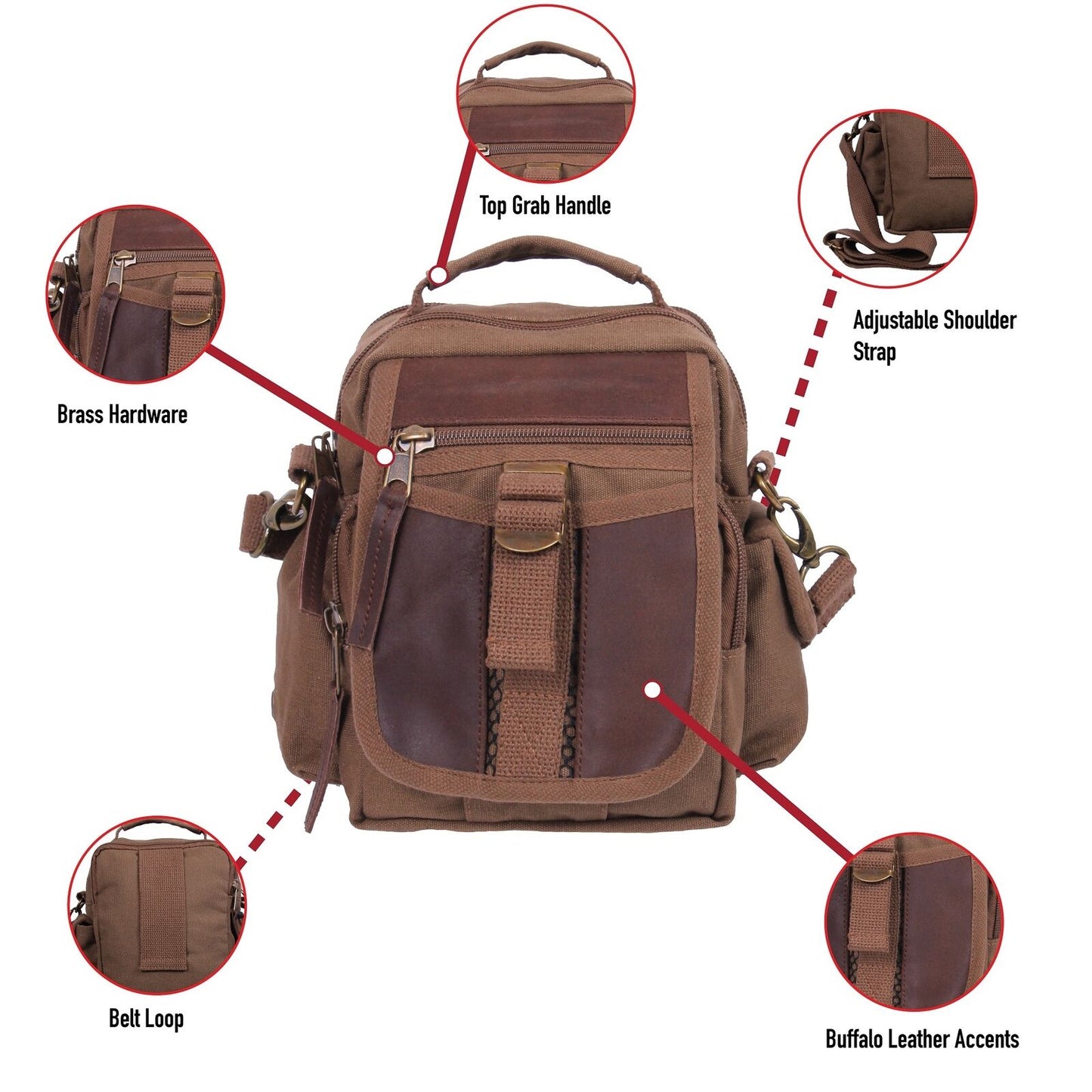 Vintage Canvas & Leather Compact Travel Shoulder Bag