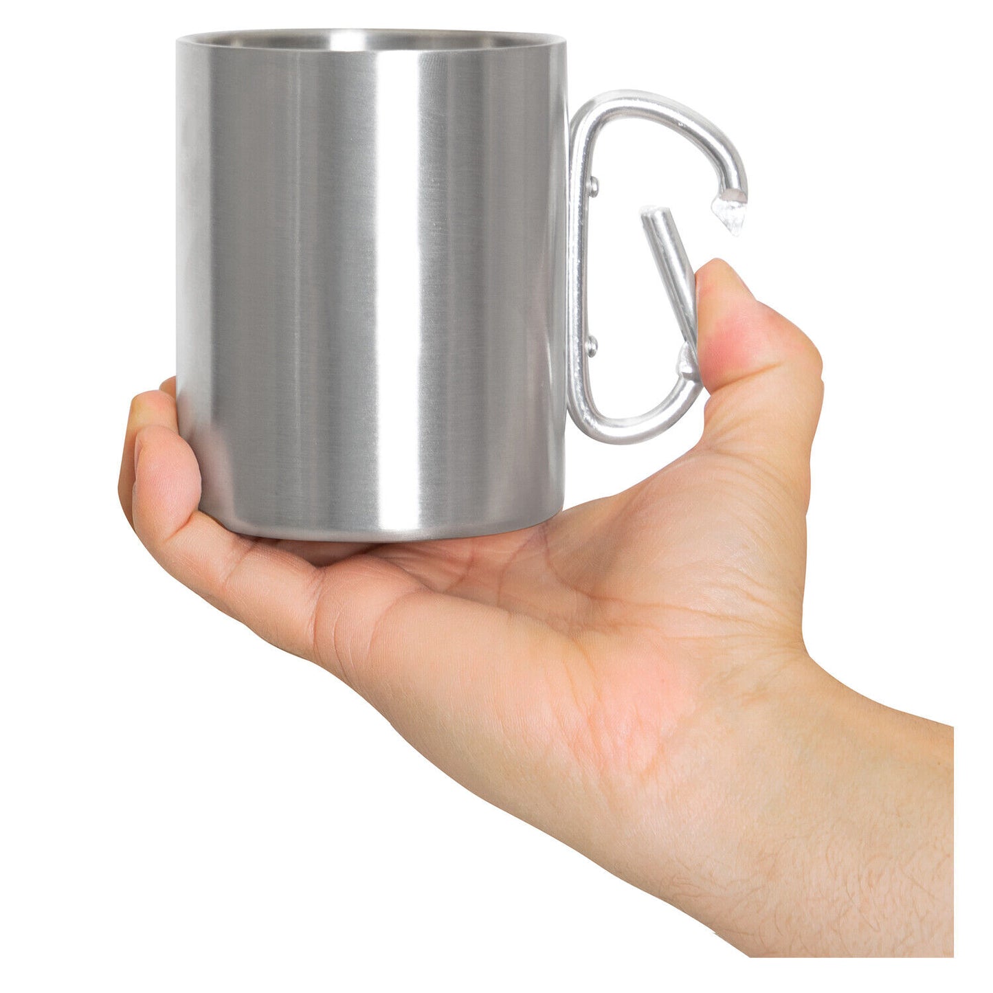 15oz Insulated Stainless Steel Portable Camping Mug With Carabiner Handle