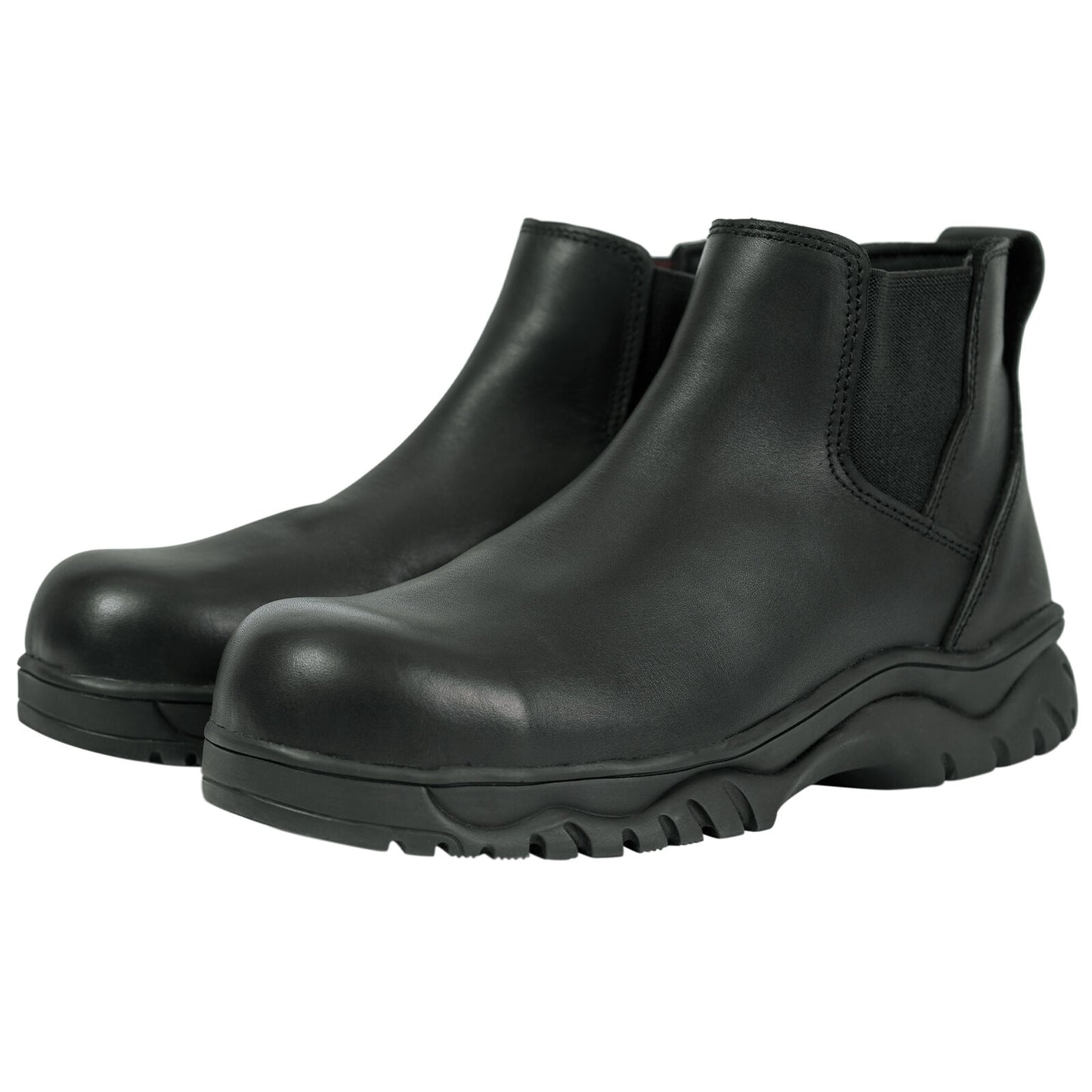 Men's Black Chelsea Work Boots - Slip-On Boot With Oil & Slip Resistant Sole