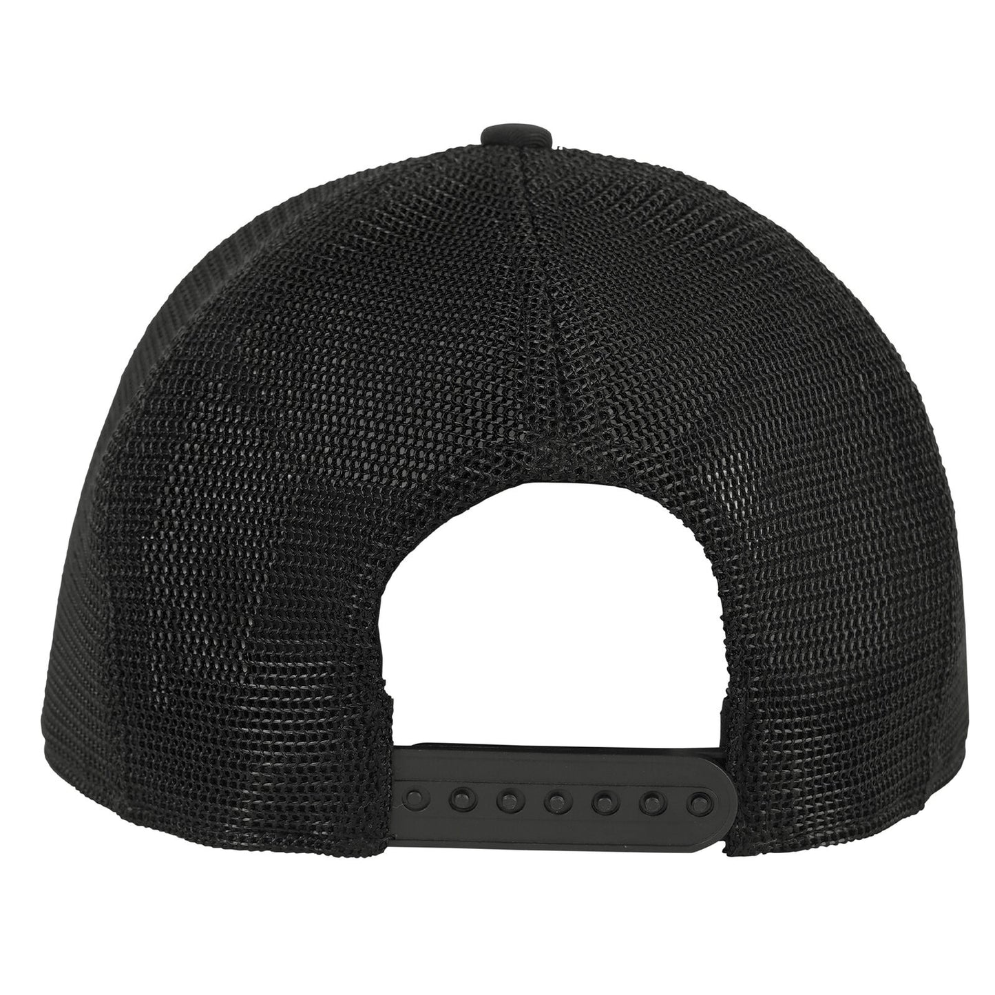 Mesh Back Midnight Woodland Camo Trucker Cap With Adjustable Strap and Flat Brim