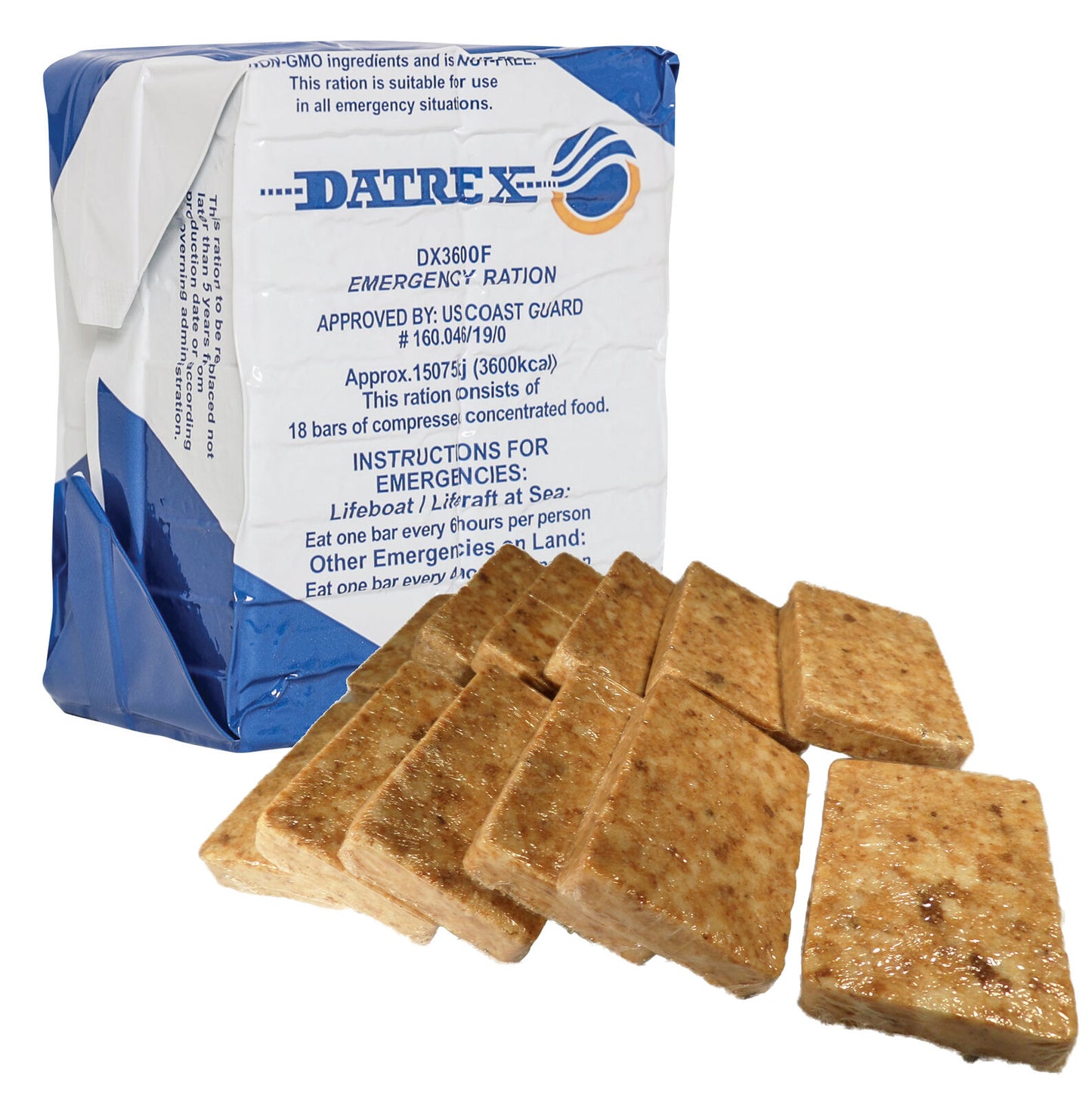 Datrex Blue 3600 Calorie Emergency Food Ration - 18 Bars/Pack, 5 Year Shelf Life