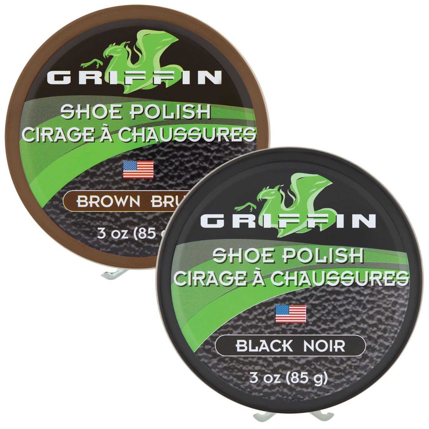 Griffin Shoe Polish Wax in Black or Brown – 3 oz. (85g) Water Resistant Shine