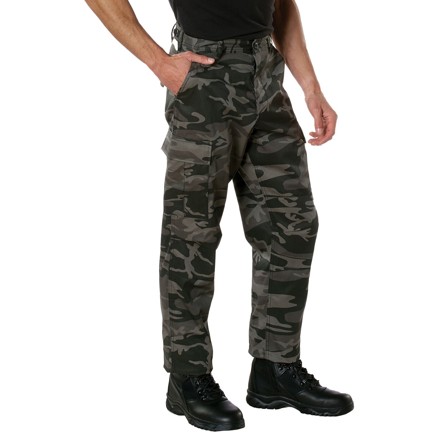 Men's Black Camo BDU Pants Tactical Fatigues Poly Cotton