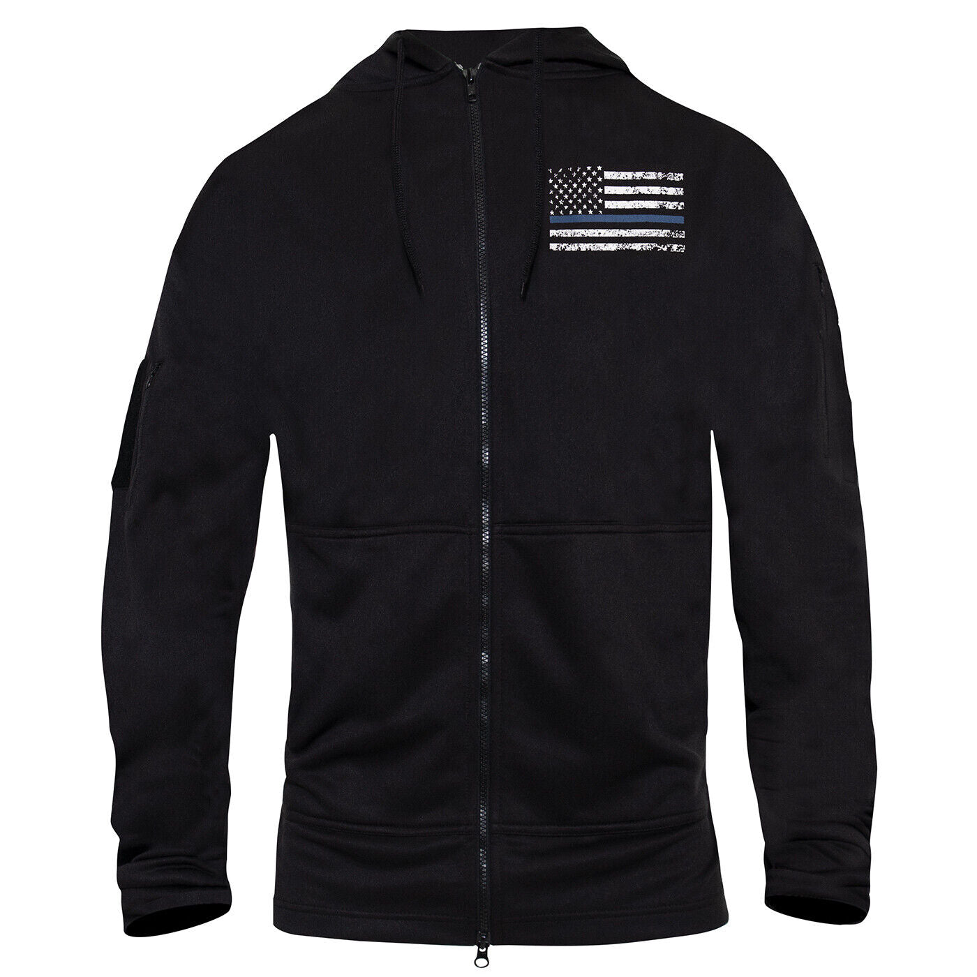 Black Thin Blue Line Concealed Carry Zippered Hoodie Law Enforcement Sweatshirt