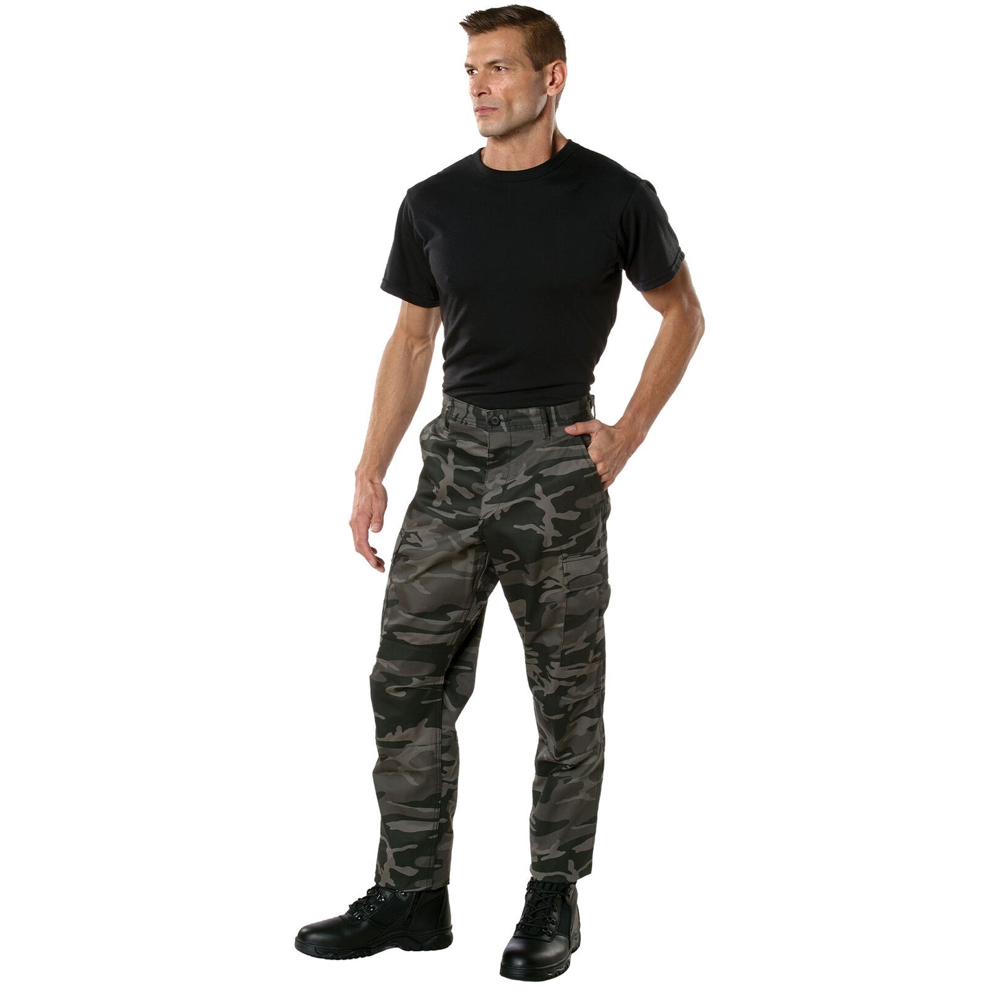 Men's Black Camo BDU Pants Tactical Fatigues Poly Cotton