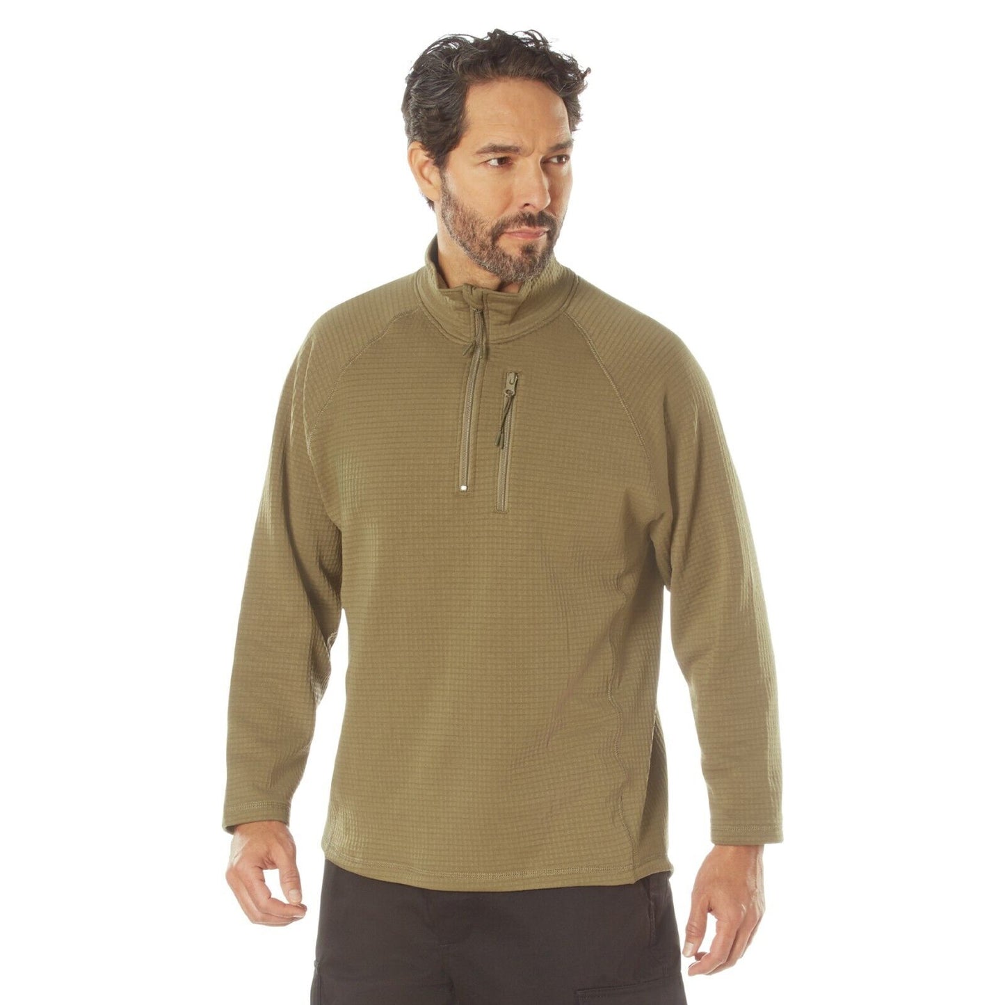 Men's Grid Fleece Qurarter-Zip Pullover Sweatshirt Breathable & Flexible