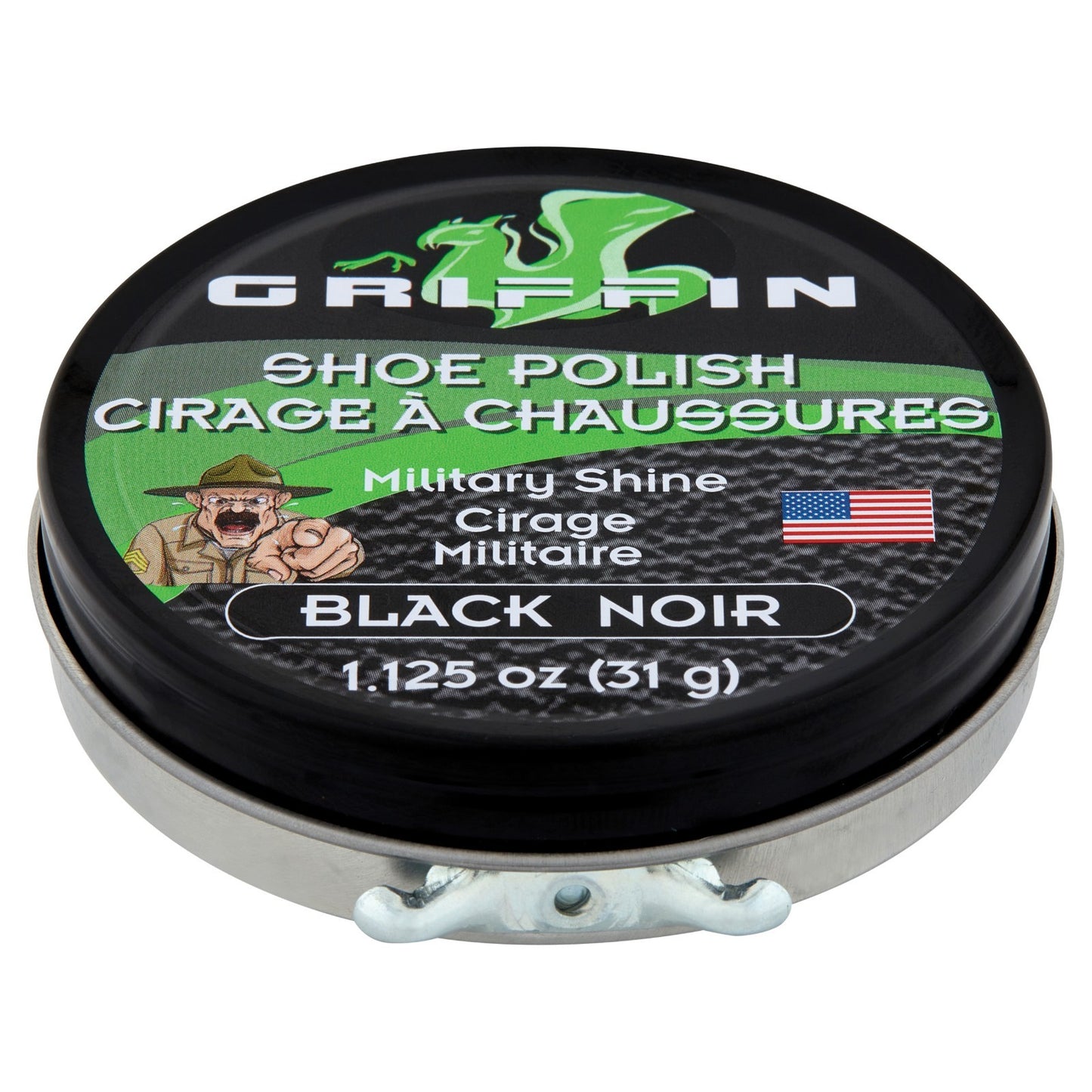 Griffin Military Shine Shoe Polish in Black 1.125oz. (31g) Made In USA
