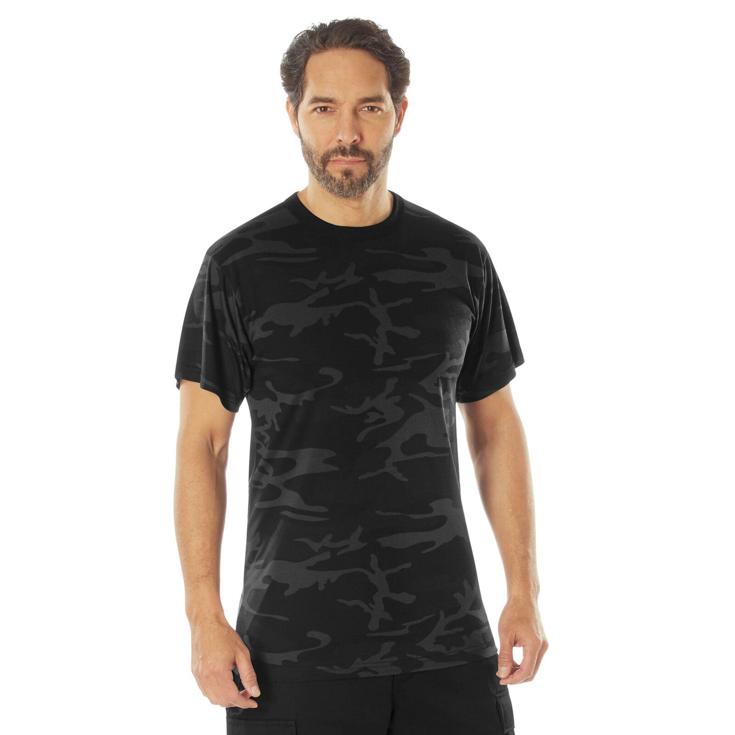 Men's Midnight Black Camo Camouflage Moisture Wicking T-Shirt